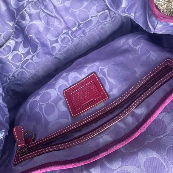 Coach 2004 Soho Magenta Suede Duffle Handbag - RARE COLOR!